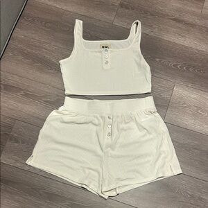 Madewell Cream Ribbed Pajama Set